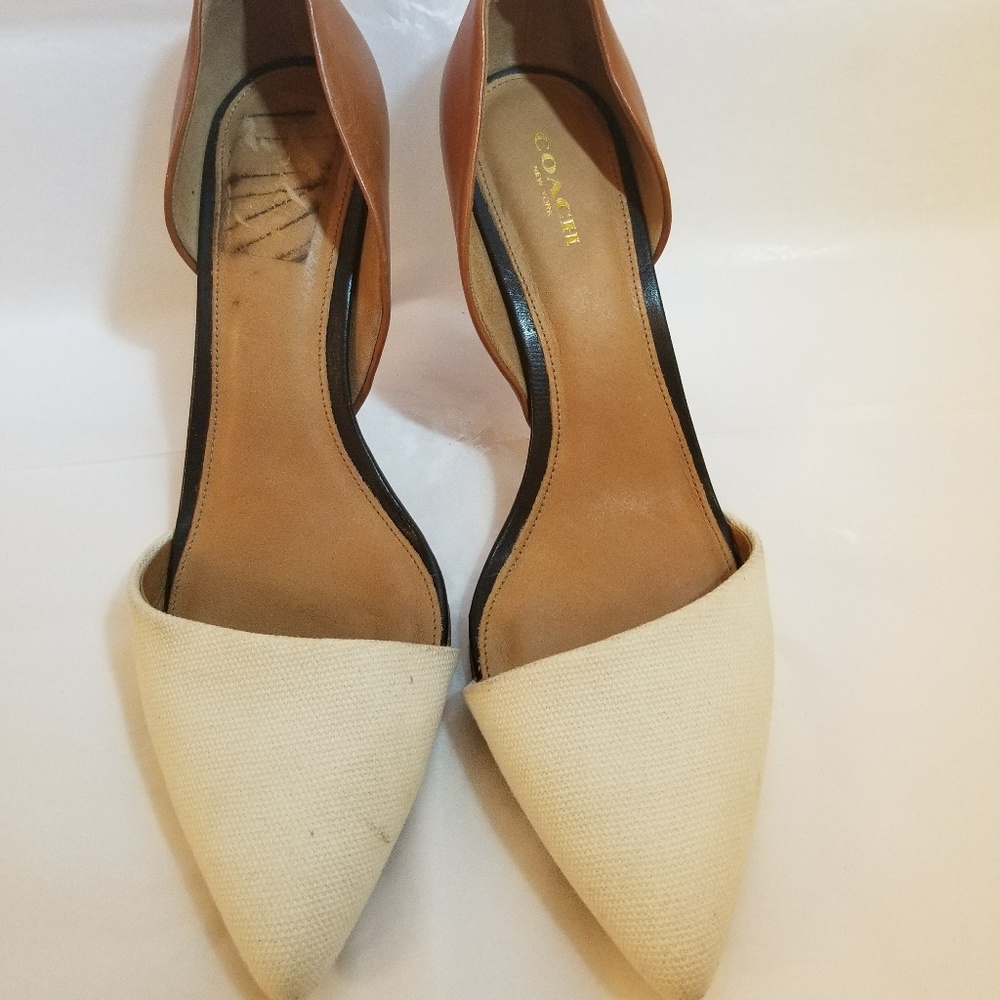 Coach White and Tan Leather Heels